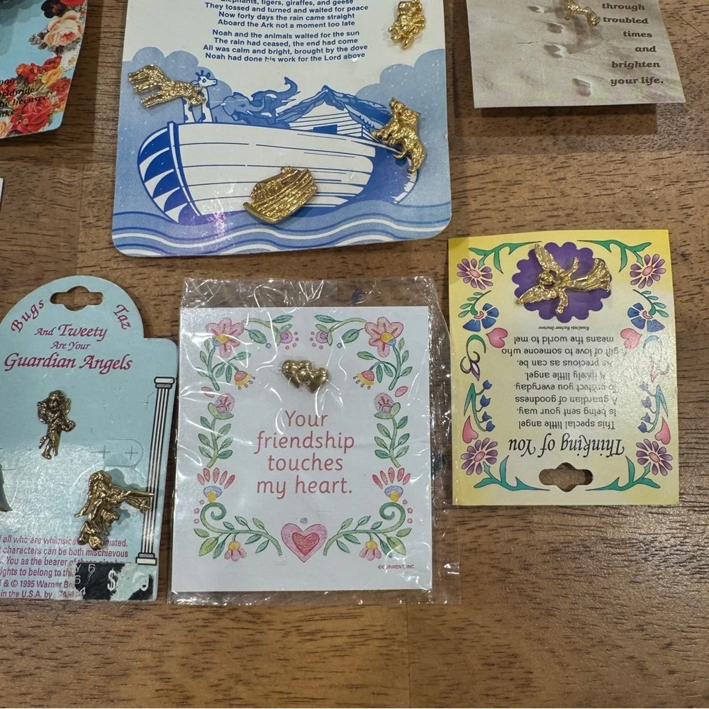 Vintage Lot of Guardian Angel Pins Good Luck Christian Prayer Pinback New